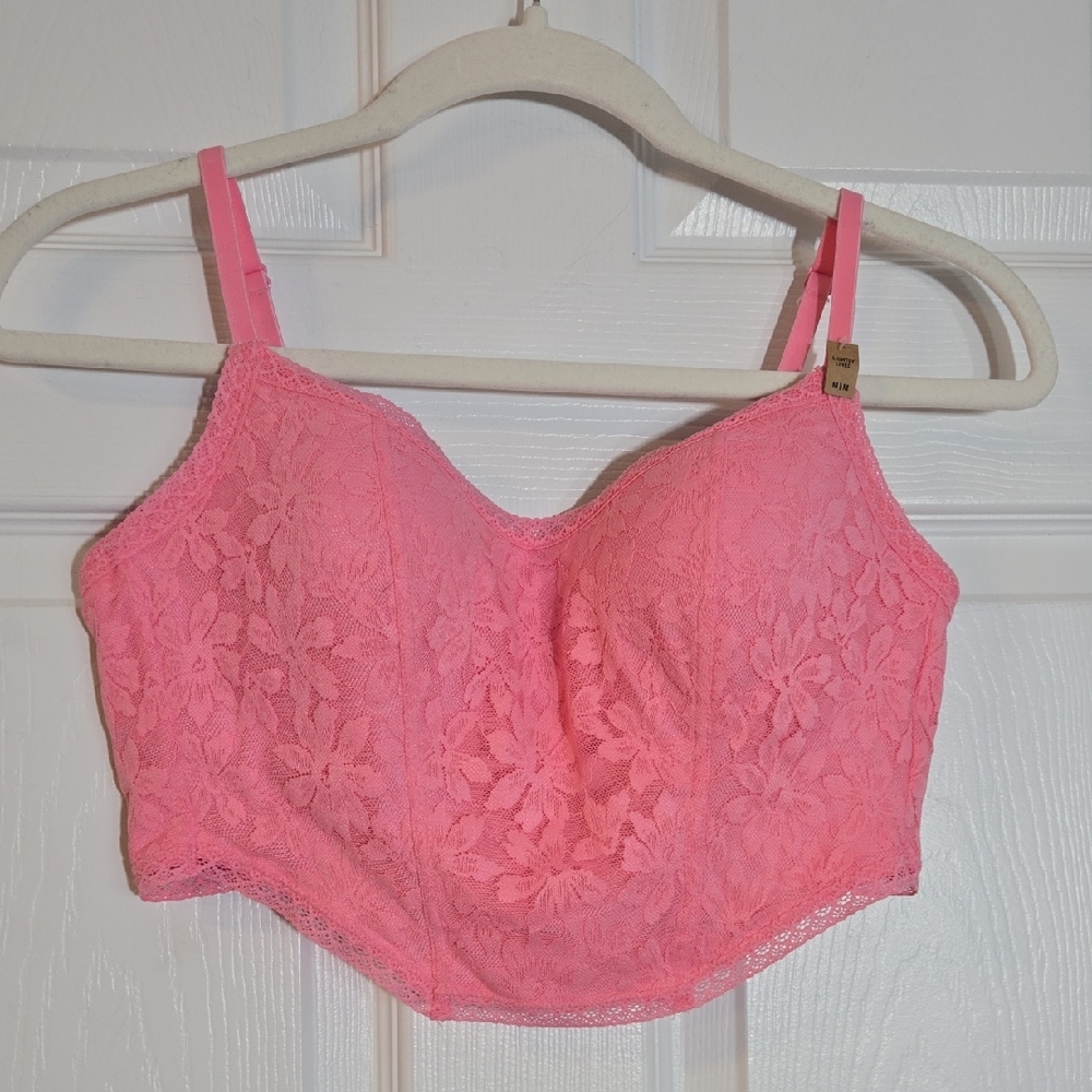 PINK Victoria's Secret Valentine Pink Lace Bralette Size Medium New